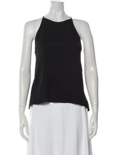 Pre-owned Halston Silk Halterneck Top In Black