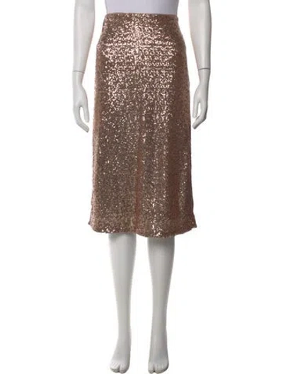 Pre-owned Halston Silk Knee-length Skirt In Brown