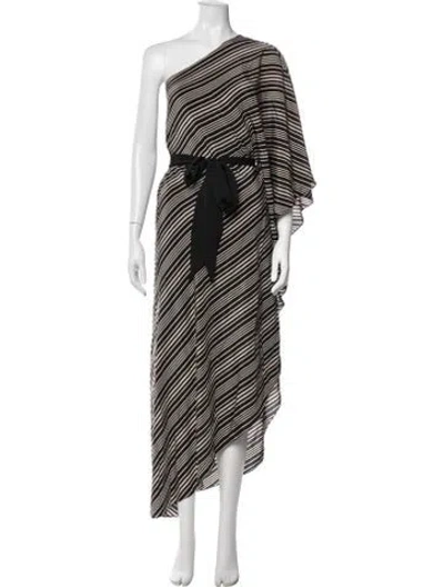 Pre-owned Halston Silk Long Dress In Black