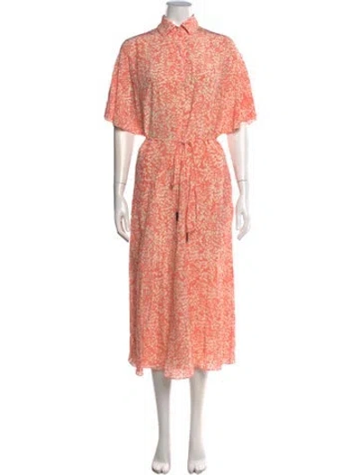 Pre-owned Halston Silk Long Dress In Pink