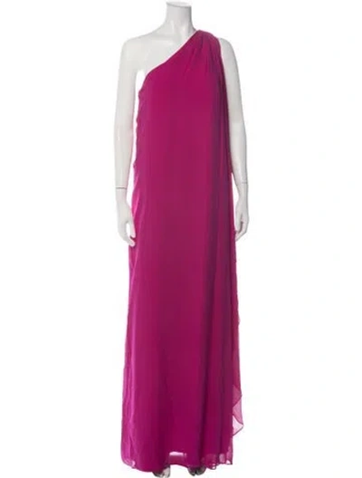 Pre-owned Halston Silk Long Dress In Pink