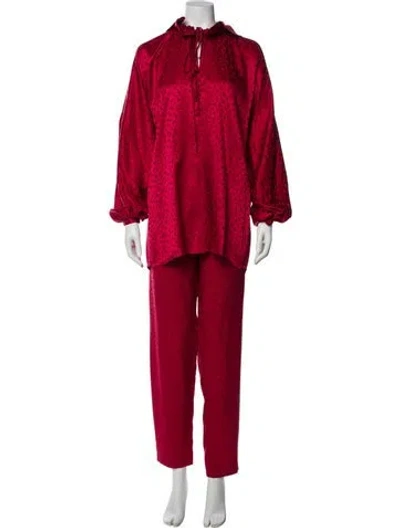 Pre-owned Halston Silk Lounge Set In Red