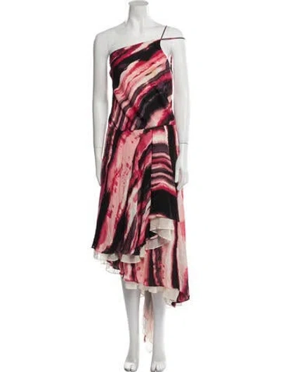 Pre-owned Halston Silk Midi Length Dress In Neutral