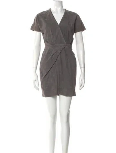 Pre-owned Halston Silk Mini Dress In Gray