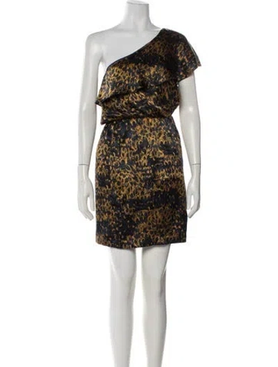 Pre-owned Halston Silk Mini Dress In Multi