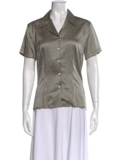 Pre-owned Halston Silk Patterned Blouse In Neutral