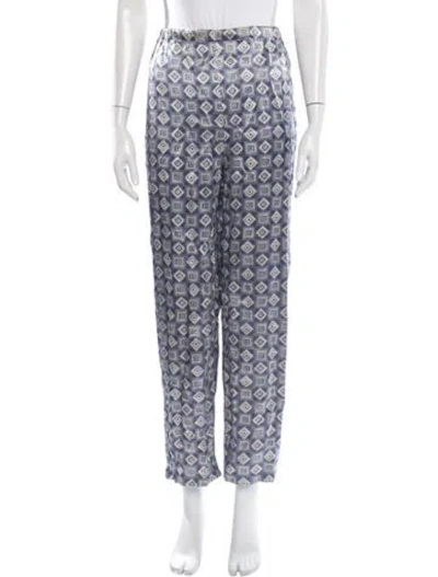 Pre-owned Halston Silk Patterned Sweatpants In Blue