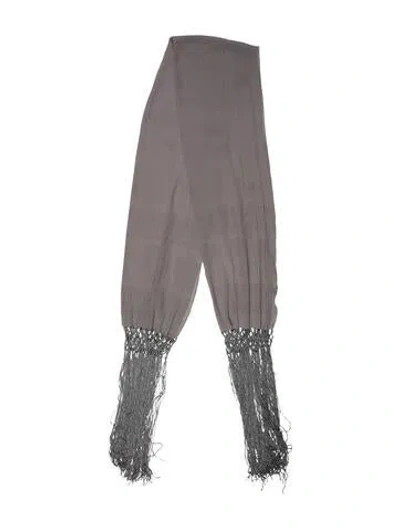 Pre-owned Halston Silk Printed Scarf In Gray