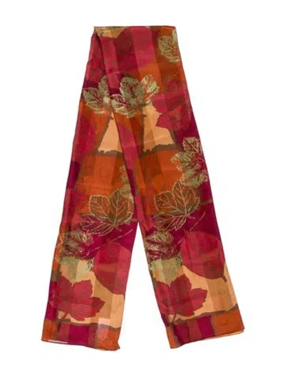 Pre-owned Halston Silk Printed Scarf In Multi