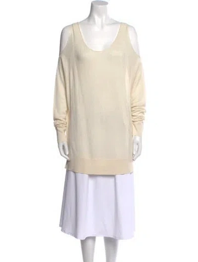Pre-owned Halston Silk Scoop Neck Tunic In Neutral