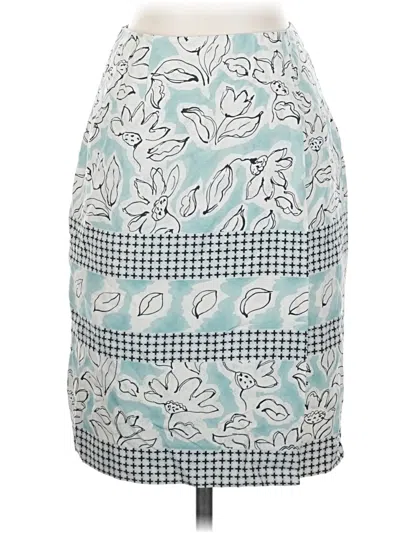 Pre-owned Halston Silk Skirt In Teal