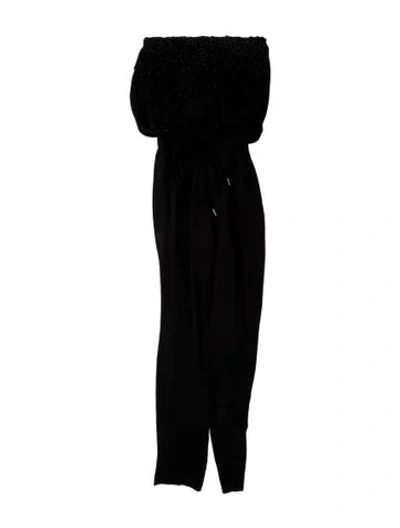 Pre-owned Halston Silk Strapless Jumpsuit In Black