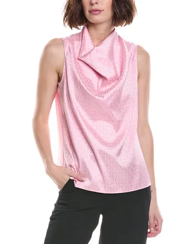 Halston Sleeveless Cowl Neck Monogram Top In Dsp-daisy Pink