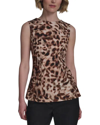 Halston Sleeveless Leopard Print Top In Neutral
