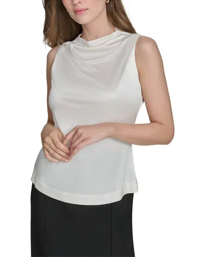 Halston Sleeveless Mock Neck Jersey Top In Neutral