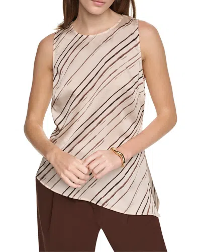 Halston Sleeveless Printed Top In Brown