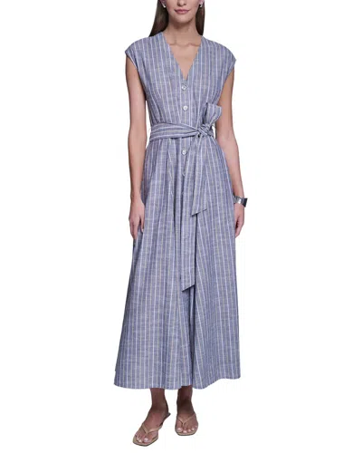 Halston Sleeveless Striped Shirt Dress In Multi
