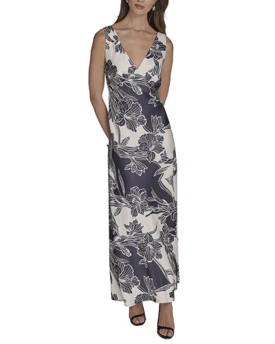 Halston Sleeveless V-neck Midi Dress In Multi