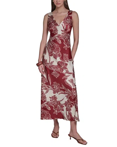 Halston Sleeveless V-neck Midi Dress In Multi