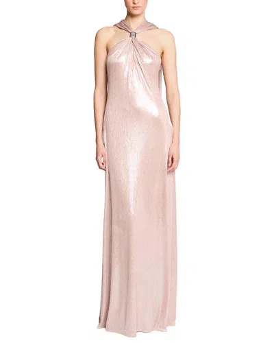 Halston Sofie Metallic Jersey Gown In Silver