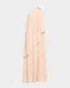 Halston Solena One-shoulder Georgette Gown In Neutral