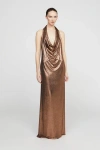 Halston Soraya Jersey Gown In Brown