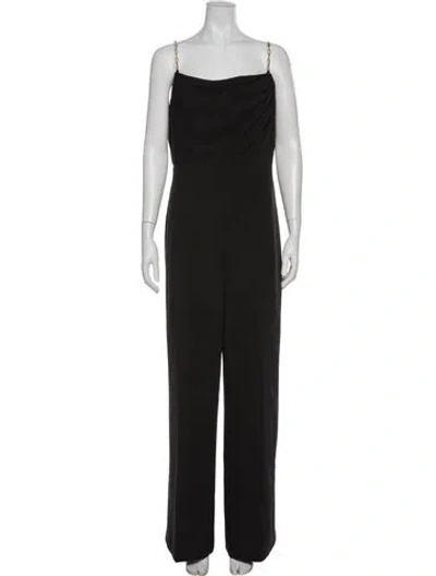 Pre-owned Halston Square Neckline Jumpsuit In Black