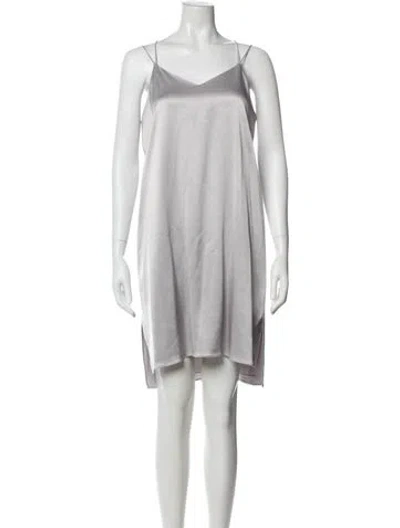 Pre-owned Halston Square Neckline Knee-length Dress In Gray