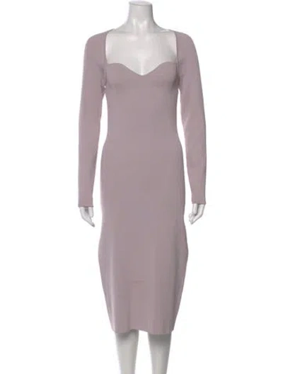 Pre-owned Halston Square Neckline Knee-length Dress In Purple
