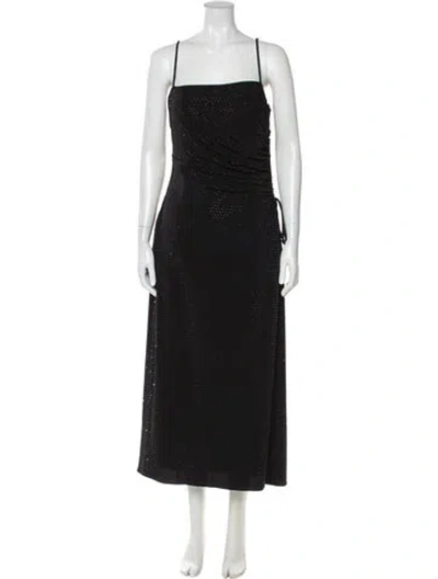 Pre-owned Halston Square Neckline Long Dress In Black