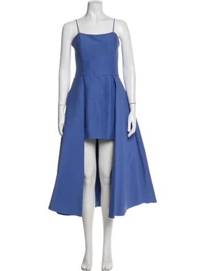 Pre-owned Halston Square Neckline Long Dress In Blue