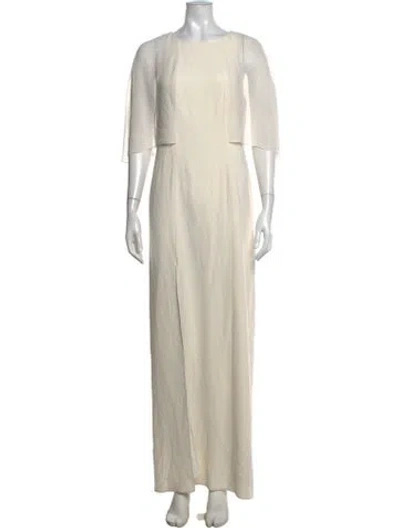 Pre-owned Halston Square Neckline Long Dress In Neutrals