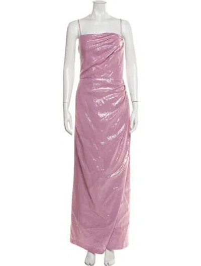 Pre-owned Halston Square Neckline Long Dress In Purple