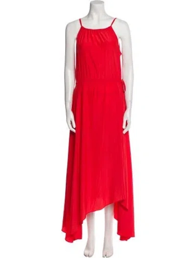 Pre-owned Halston Square Neckline Long Dress In Red