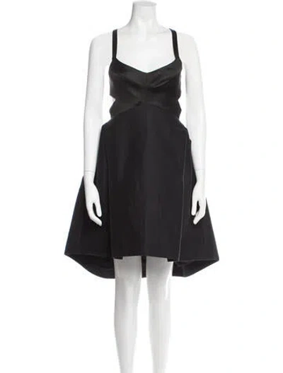 Pre-owned Halston Square Neckline Midi Length Dress In Blue