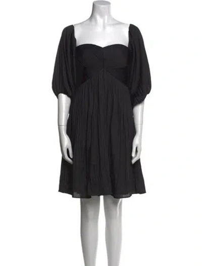 Pre-owned Halston Square Neckline Mini Dress In Black