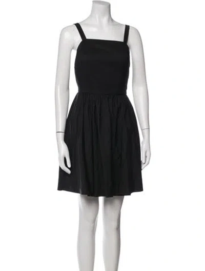 Pre-owned Halston Square Neckline Mini Dress In Black