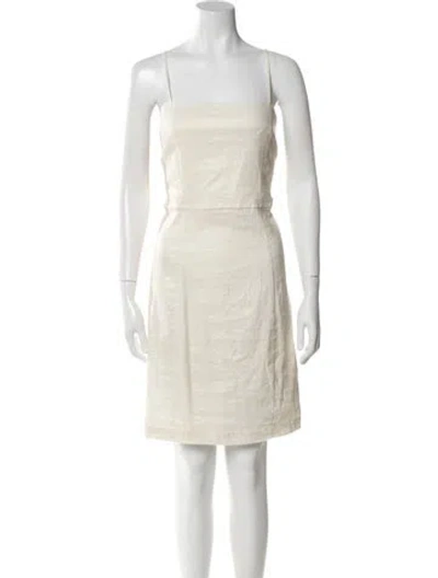 Pre-owned Halston Square Neckline Mini Dress In Neutral