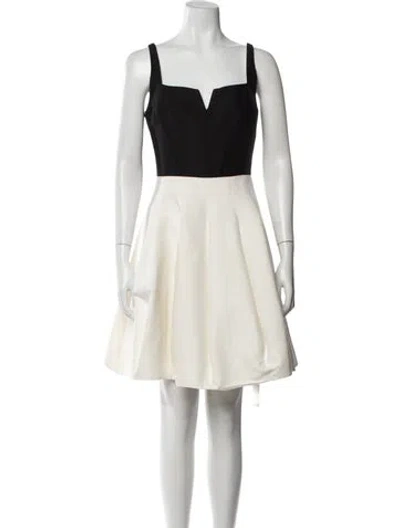Pre-owned Halston Square Neckline Mini Dress In Neutral