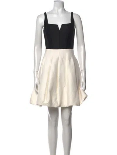 Pre-owned Halston Square Neckline Mini Dress In Neutrals