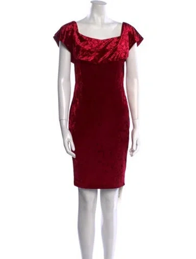 Pre-owned Halston Square Neckline Mini Dress In Red