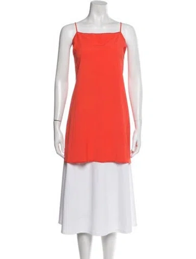 Pre-owned Halston Square Neckline Sleeveless Top In Orange