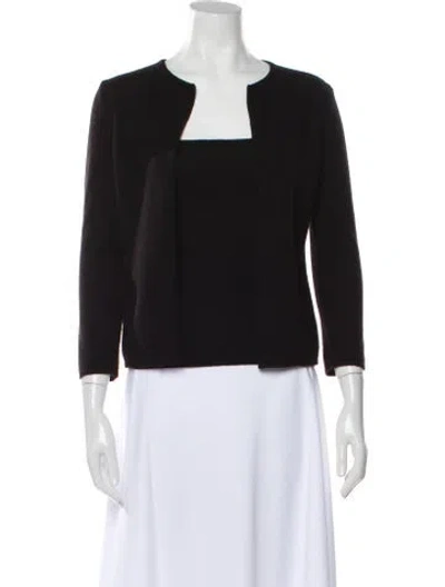 Pre-owned Halston Square Neckline Sweater In Black