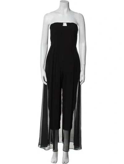 Pre-owned Halston Strapless Jumpsuit In Black
