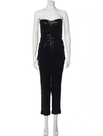 Pre-owned Halston Strapless Jumpsuit In Black