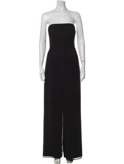 Pre-owned Halston Strapless Jumpsuit In Black