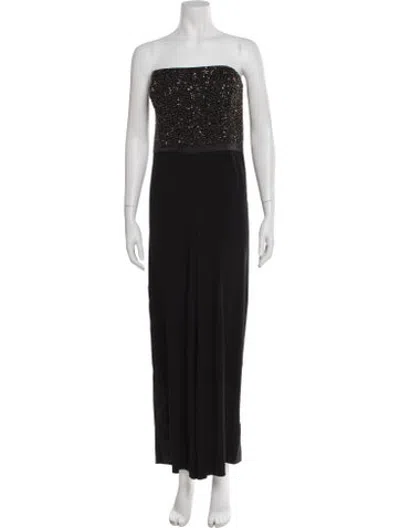 Pre-owned Halston Strapless Jumpsuit In Black