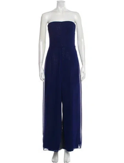 Pre-owned Halston Strapless Jumpsuit In Gray