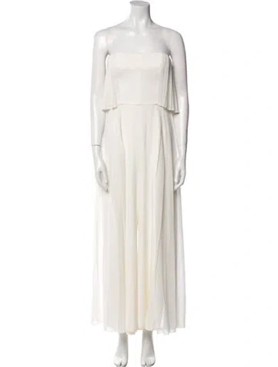 Pre-owned Halston Strapless Jumpsuit In Neutral