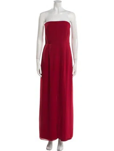 Pre-owned Halston Strapless Jumpsuit In Red